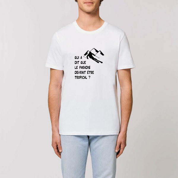 T-shirt homme - Paradis - Coton Bio - blanc/gris