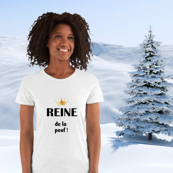 T-shirt Femme - Reine de la Peuf - blanc/gris - Petit Prix
