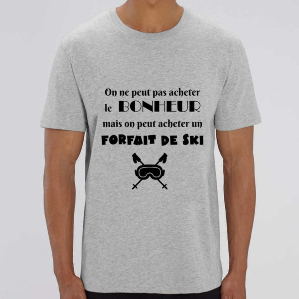 T-shirt Homme - Bonheur Forfait de ski - Coton Bio