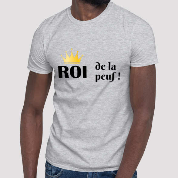 T-shirt Homme - Roi de la Peuf - blanc/gris - Petit Prix