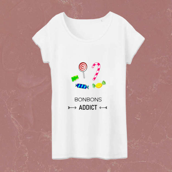 T-shirt femme - Bonbons addict - Coton BIO